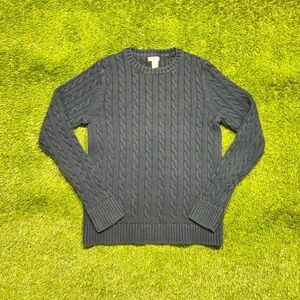 L.L. Bean Women’s Cable Knit Pullover Crewneck Sweater Size Small Navy Blue